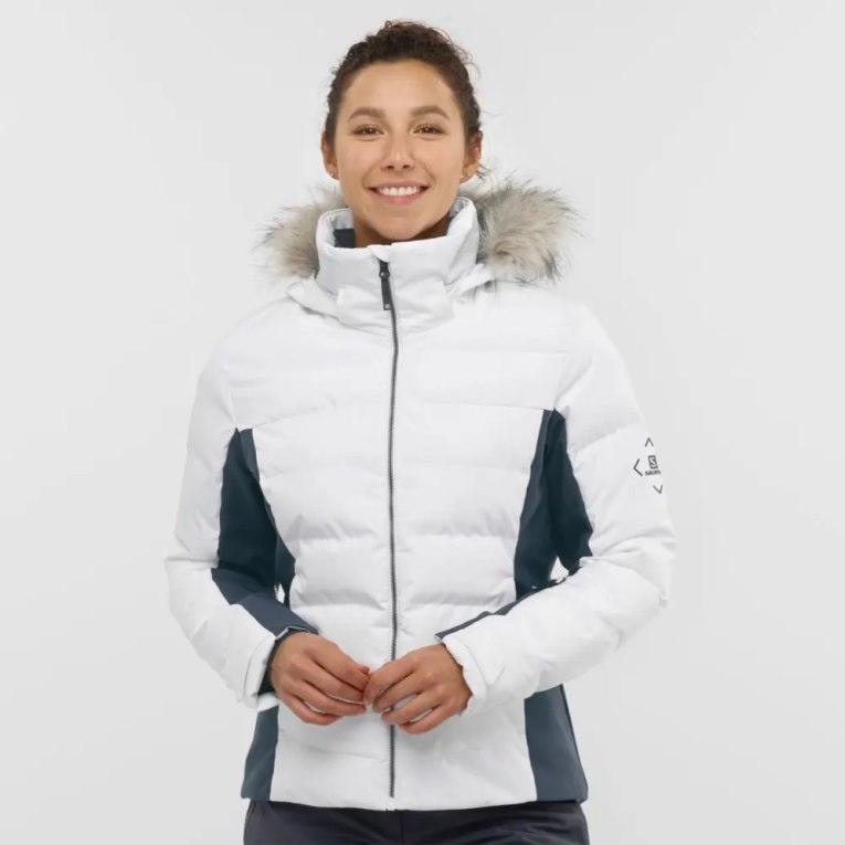 Chaquetas De Esquí Salomon Stormcozy Insulated Hoodie Mujer Blancos | MX UHIP436